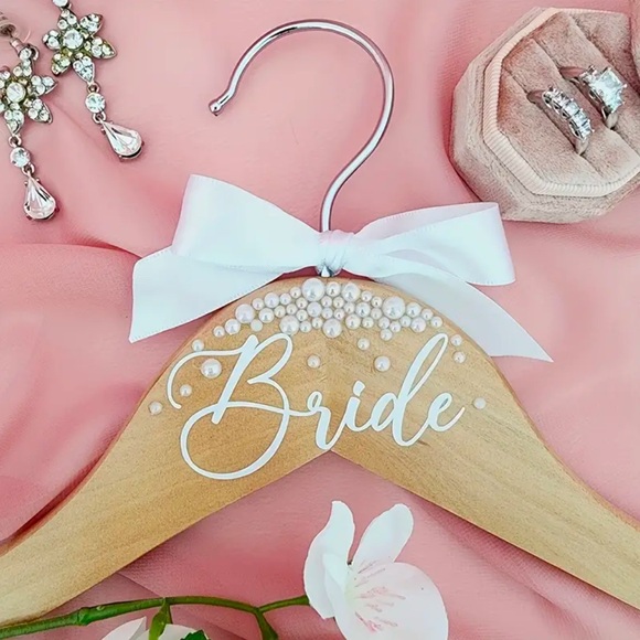 Accessories - Bridal Hanger Pearl Embellished Wooden Bridal Hanger